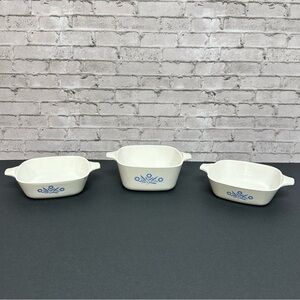 CORNING WARE Vintage Blue Cornflower Set of 3 Dishes 1 3/4 Cups & 2 3/4 Cup